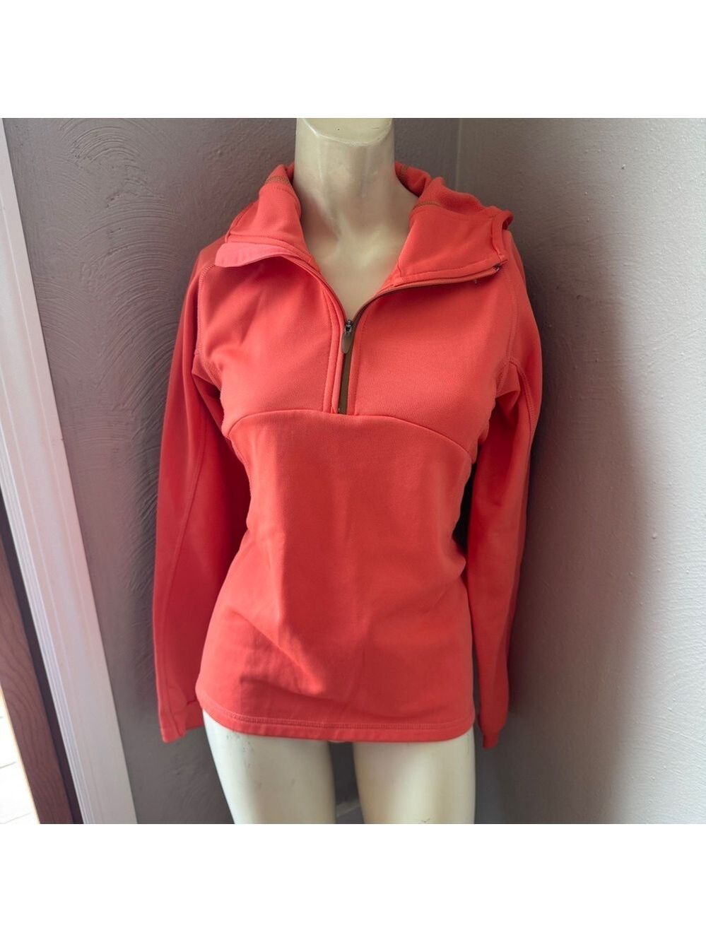Puma quarter zip pullover hoodie size small orange women's